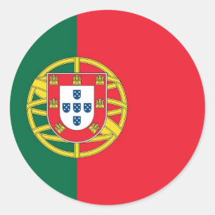 Redonda Pegatina con bandera de Portugal