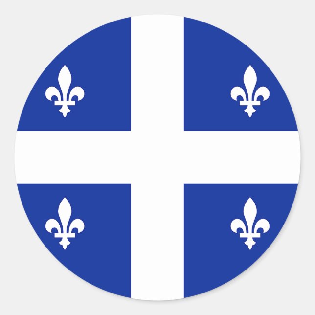 Redonda Pegatina con bandera de Quebec, Canadá (Anverso)