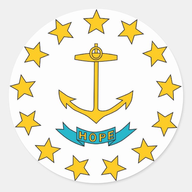 Redonda Pegatina con bandera de Rhode Island (Anverso)