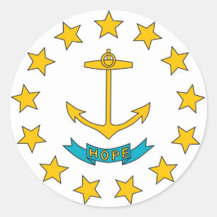 Redonda Pegatina con bandera de Rhode Island
