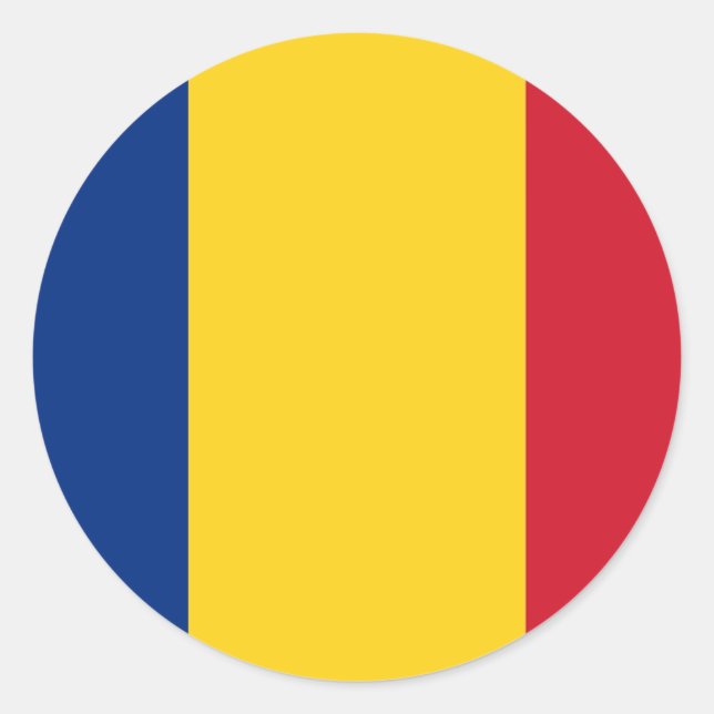 Redonda Pegatina con bandera de Rumania (Anverso)
