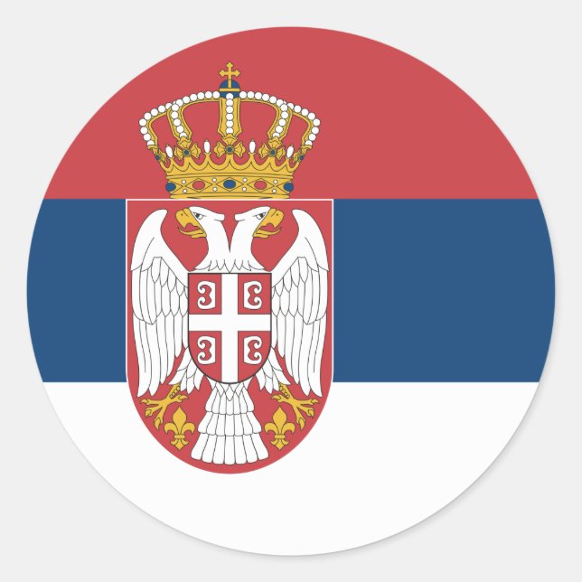 Redonda Pegatina con bandera de Serbia (Anverso)