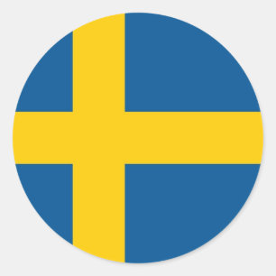 Redonda Pegatina con bandera de Suecia