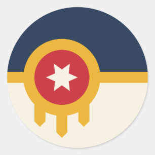 Redonda Pegatina con bandera de Tulsa, Oklahoma