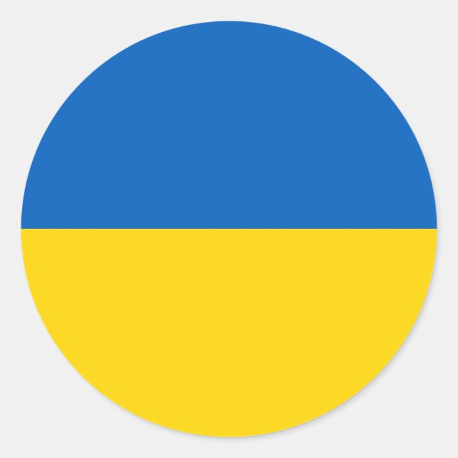 Redonda Pegatina con bandera de Ucrania (Anverso)