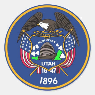 Redonda Pegatina con bandera de Utah.