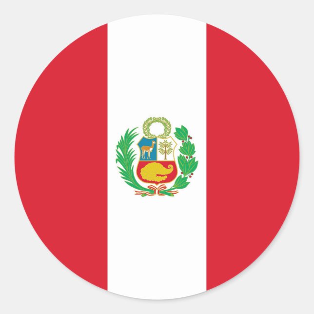 Redonda Pegatina con bandera del Perú (Anverso)
