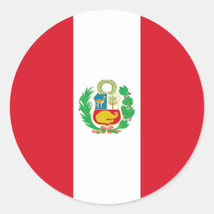 Redonda Pegatina con bandera del Perú