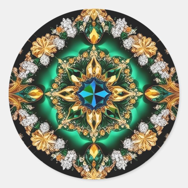 Redonda Pegatina con diseño de colores brasileños (Anverso)