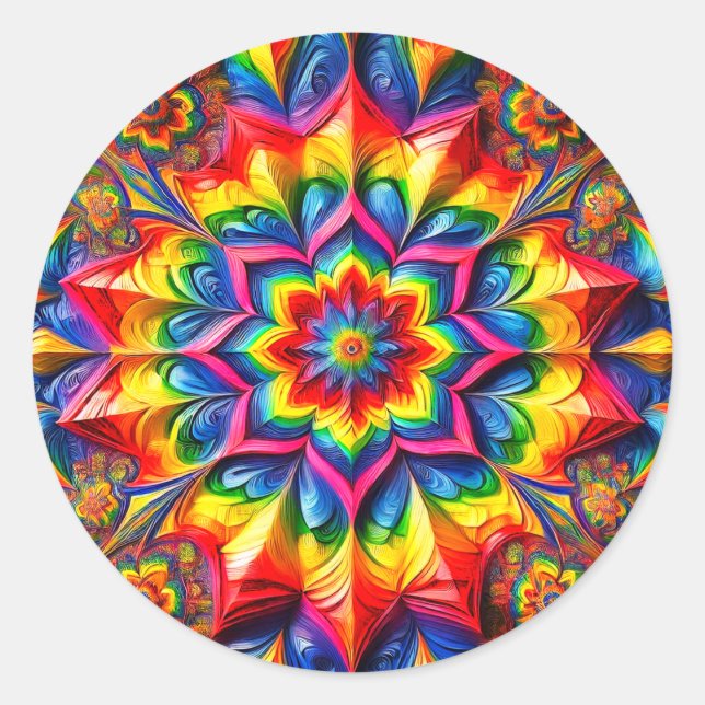 Redonda Pegatina con diseño de colores LGBTQ (Anverso)