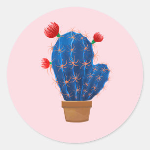 Redonda Pegatina con el cactus dulce