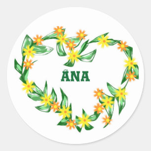 Redonda Pegatina con el nombre de Ana