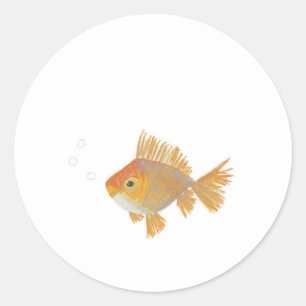 Redonda Pegatina Con Ilustracion De Pescado De Oro