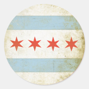 Redonda Pegatina con la bandera de Chicago con problemas