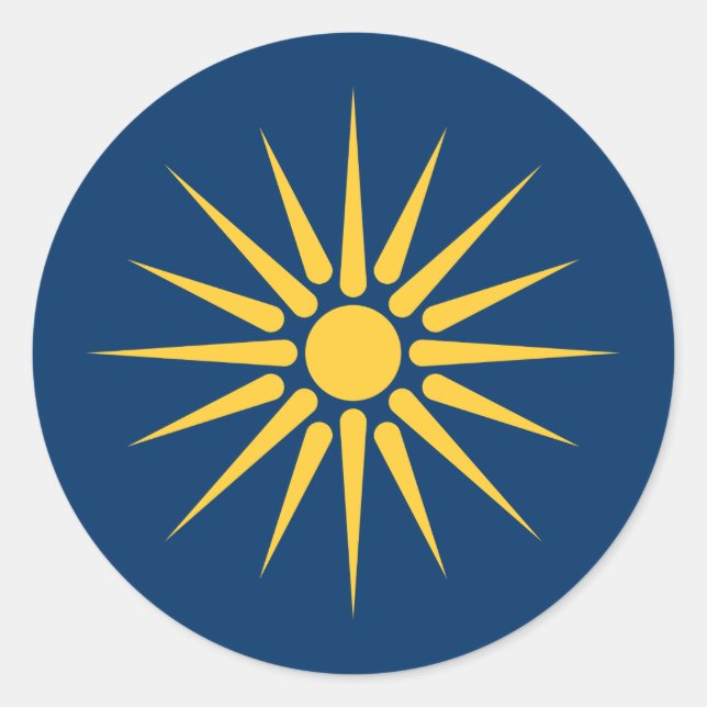 Redonda Pegatina con la bandera de Macedonia, Grecia (Anverso)
