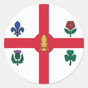 Redonda Pegatina con la bandera de Montreal, Canadá