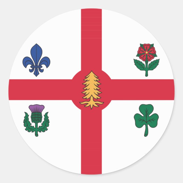 Redonda Pegatina con la bandera de Montreal, Canadá (Anverso)