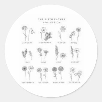 Redonda pegatina con la flor de cada mes