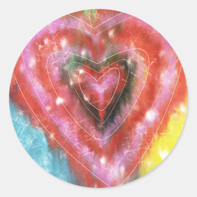 Redonda Pegatina con un corazón adorable (Anverso)