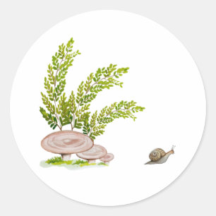 Redonda Pegatina con una preciosa imagen acuarela de un bo