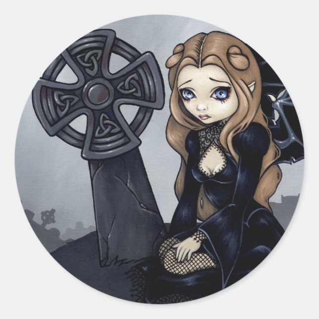 Redonda pegatina "Condenado desde el principio" (Anverso)