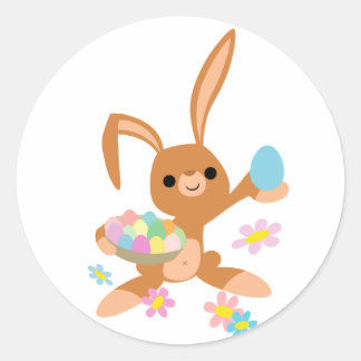 Redonda Pegatina Conejo de Pascua