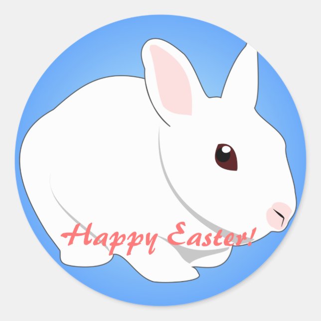 Redonda Pegatina Conejo de Pascua (Anverso)