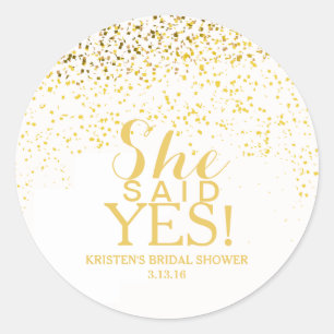 Redonda Pegatina - Confetti Bridal Shower - ¡Dijo Que Sí!