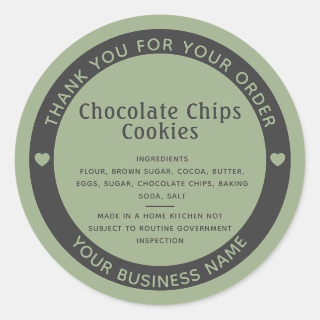 Redonda Pegatina Cookie de Ingredientes de la Ley de Algod (Anverso)