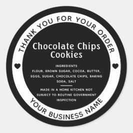 Redonda Pegatina Cookie de Ingredientes de la Ley de Cotta