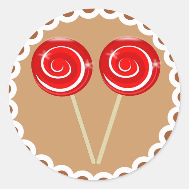 Redonda Pegatina Cookie de Navidades Peppermint Lollipop (Anverso)