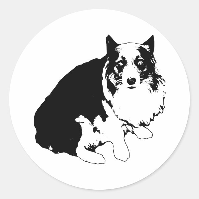 Redonda Pegatina Corgi de corte transparente (Anverso)