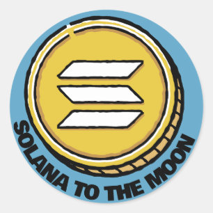 Redonda PEGATINA criptográfico SOLANA TO MOON para novio