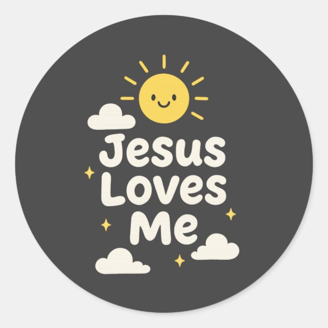 Redonda Pegatina cristiana Jesús me ama (Anverso)