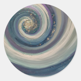 Redonda Pegatina cristiano Resumen Adoración Art Blue Swir
