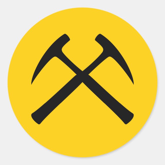 Redonda Pegatina Crossed Rock Hammers (Anverso)