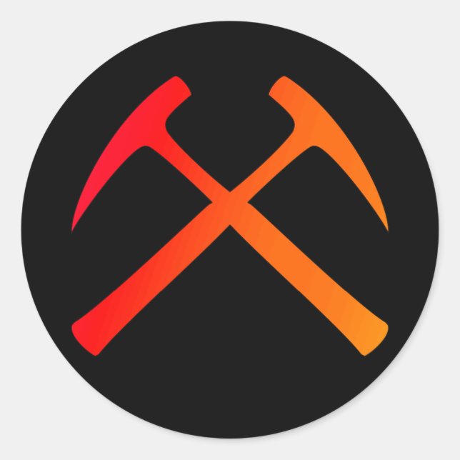 Redonda Pegatina Crossed Rock Hammers (Anverso)