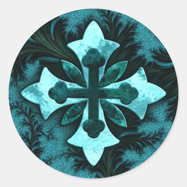 Redonda Pegatina cruzado (Anverso)