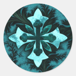 Redonda Pegatina cruzado