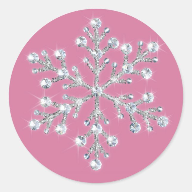 Redonda Pegatina Crystal Snowflake (Anverso)