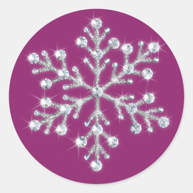 Redonda Pegatina Crystal Snowflake (Anverso)