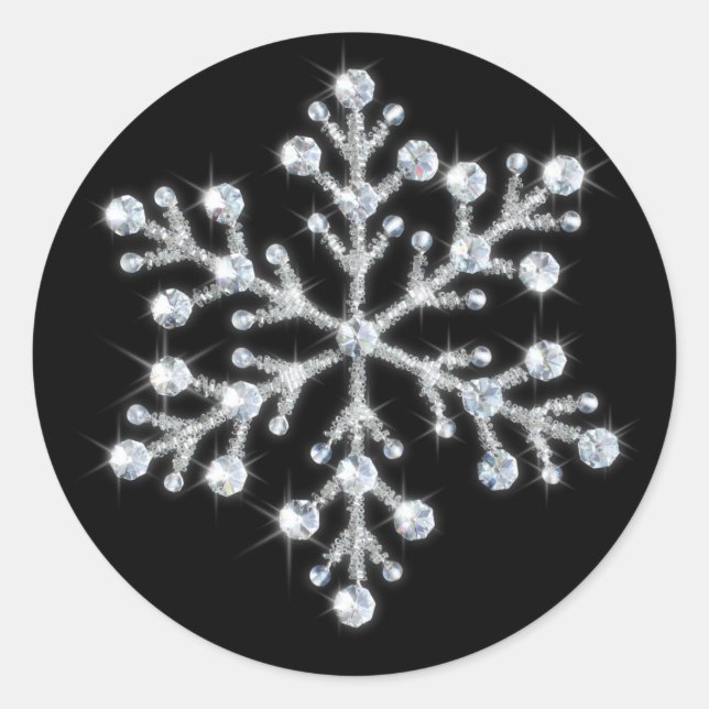 Redonda Pegatina Crystal Snowflake (Anverso)