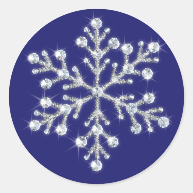 Redonda Pegatina Crystal Snowflake (Anverso)