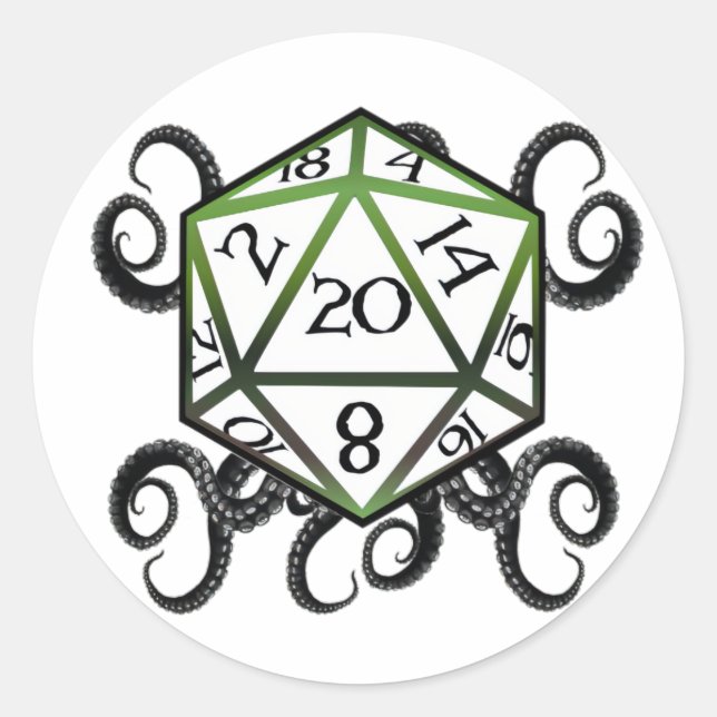 Redonda Pegatina Cthulhu D20 (Anverso)