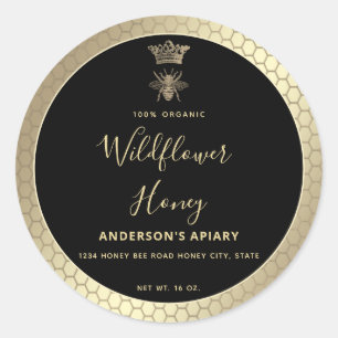 Redonda Pegatina cuadrado de abejas reina moderna en tarro