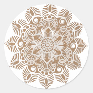 Redonda Pegatina cuadrado de diseño floral antiguo