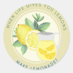 Redonda Pegatina Cuando La Vida Te Dé Lemones, Haz Lemonad
