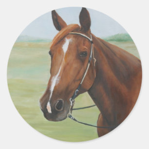Redonda Pegatina cuarto del arte del caballo