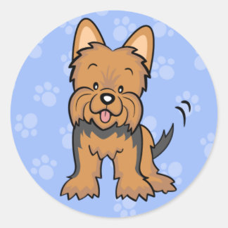 Redonda Pegatina Cute Cartoon Dog Yorkie