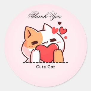 Redonda Pegatina Cute Cat